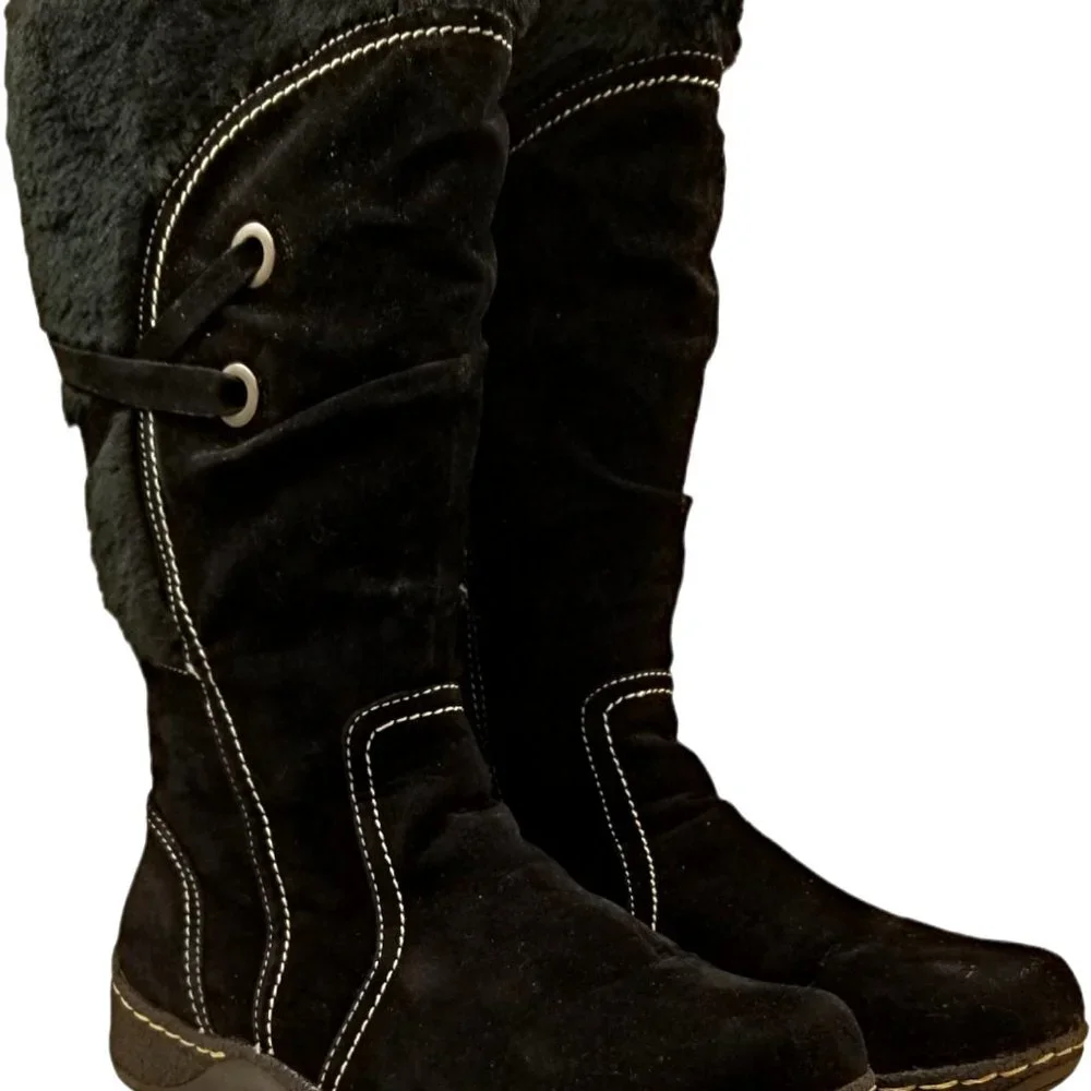 Brand New WearEver Black Faux Fur Lined Donner Boots Size 9.5 - Picture 1 of 5